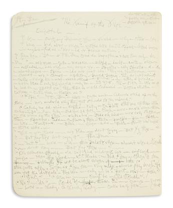 CHESTERTON, GILBERT KEITH. Autograph Manuscript, unsigned, notebook containing over 20 pages of holograph notes, in pencil,